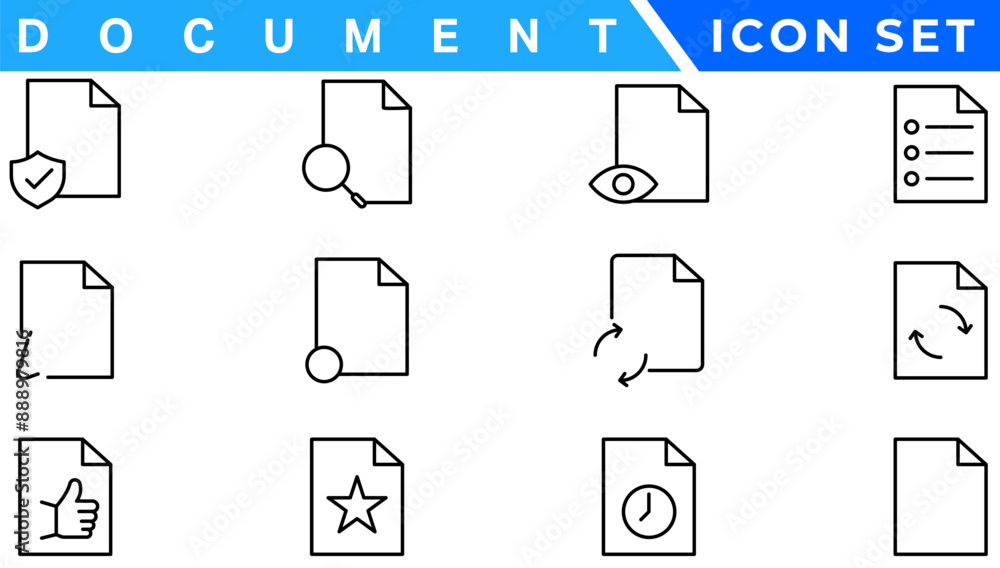 Document line icon set. Documents symbol collection. Different documents icons vector illustration Document line icon set. Documents symbol collection. Different documents icons vector illustration
