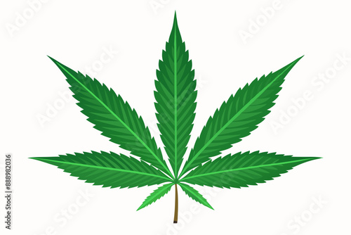 cannabis or hemp or marijuana green fresh leaf silhouette vector illustration 