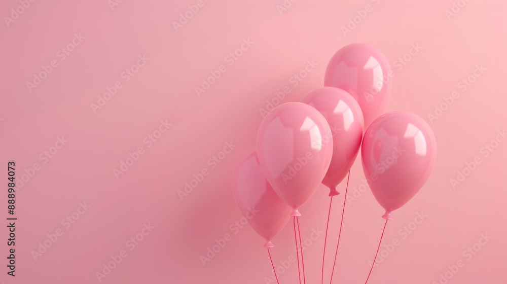 Pink Balloons Against a Pale Pink Background Pink Balloons Against a Pale Pink Background