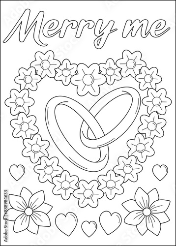 flower love wedding coloring book page