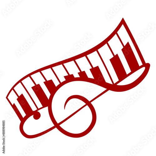 Clef Keyboard Piano Keys Music Note French Violin Treble Musical Instrument Sound Love Icon Symbol Design