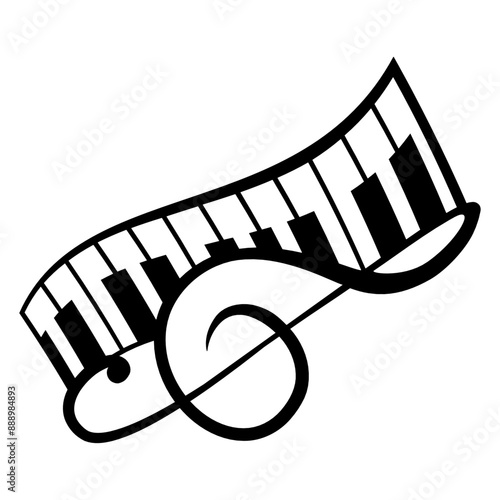 Clef Keyboard Piano Keys Music Note French Violin Treble Musical Instrument Sound Love Icon Symbol Design