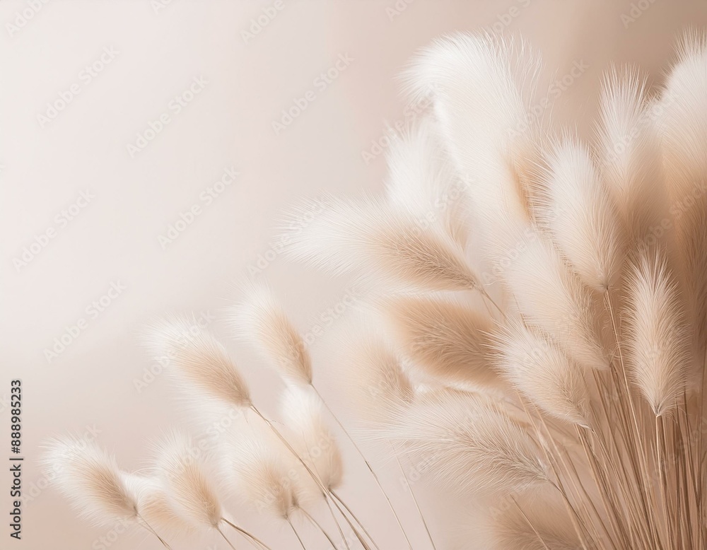 Minimalist Elegance: Dried Bunny Tail Grass on Neutral Background Minimalist Elegance: Dried Bunny Tail Grass on Neutral Background