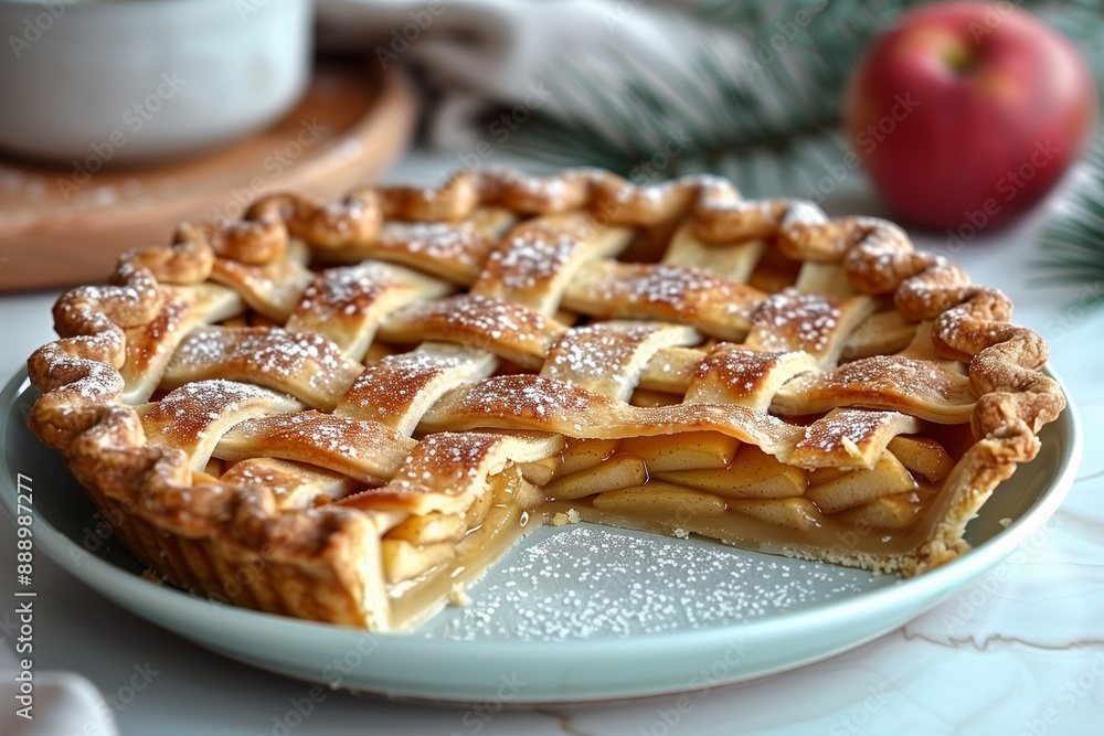 Delicious fresh apple pie with cinnamon Delicious fresh apple pie with cinnamon