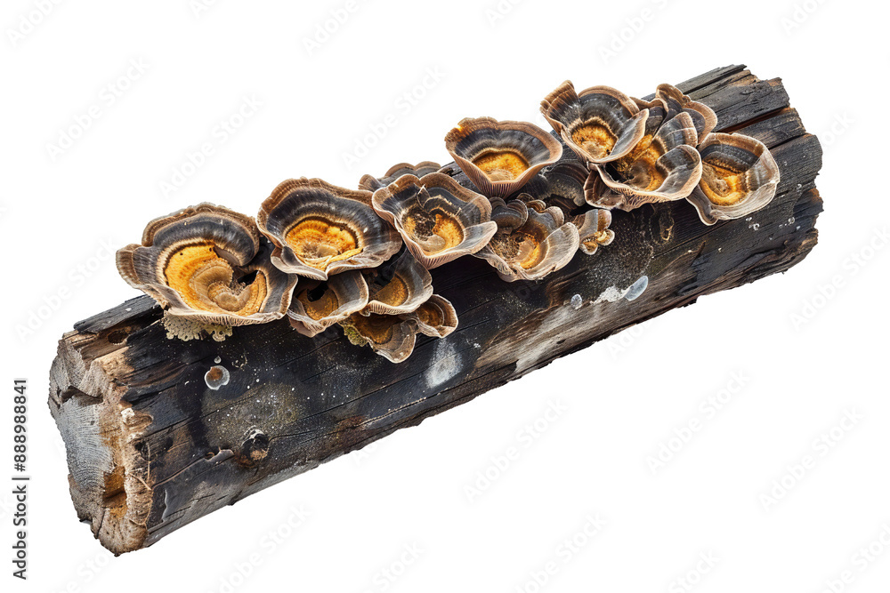 Saprophytic fungus on a piece of wooden on transparent background Generative Ai Saprophytic fungus on a piece of wooden on transparent background Generative Ai