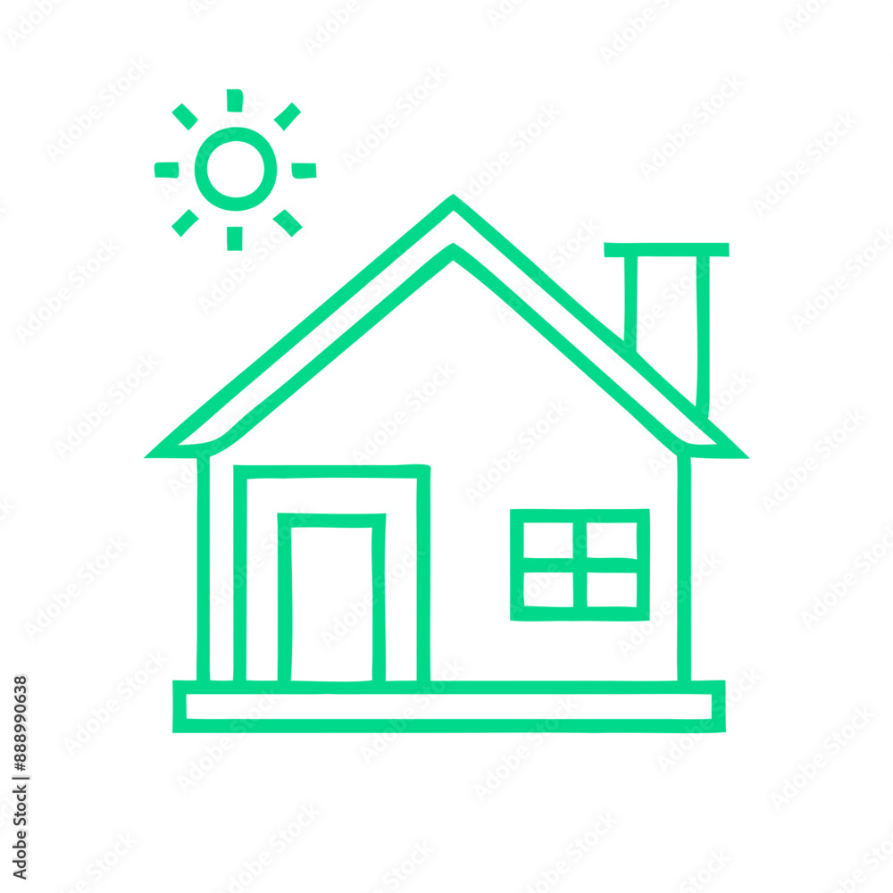 icon of energy efficient home with Straight Lines and Shapes icon of energy efficient home with Straight Lines and Shapes
