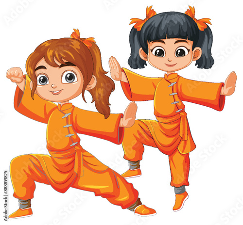 Kids Practicing Martial Arts