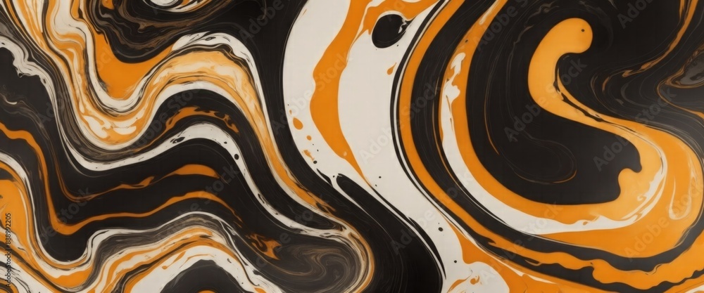 Abstract smokey Orange black and gold background with floating in style marbled ink Abstract smokey Orange black and gold background with floating in style marbled ink
