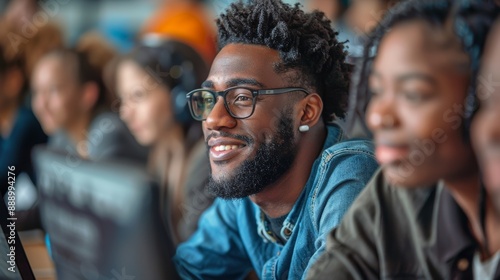 Knowledgeable Teacher Giving a Lecture About Software Engineering to a Group of Smart Diverse University Students. International Undergraduates Sitting Behind Desks with, Generative AI © James