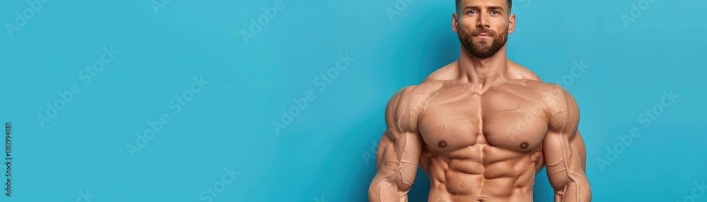 Fototapeta premium Bodybuilder combining endurance and force, detailed physique moves, intense gym scene