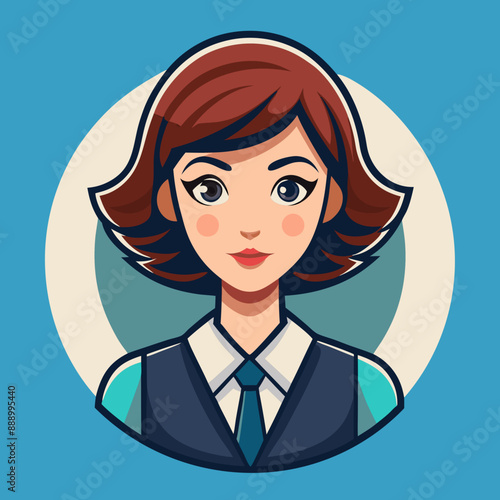 Portrait of a secretary girl with a rack. Vector illustration