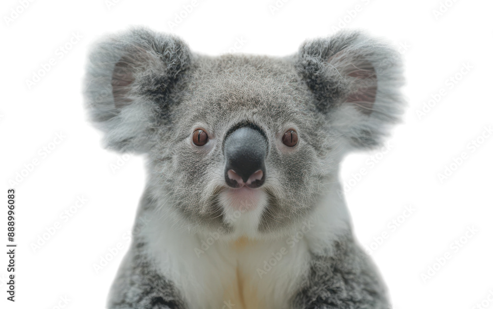 A koala stares directly at the camera, its fur soft and fluffy A koala stares directly at the camera, its fur soft and fluffy