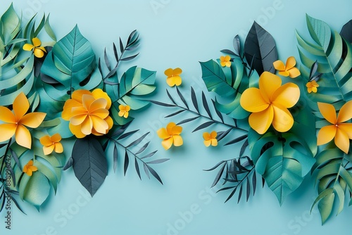 Lush green foliage with yellow flowers creating a refreshing and vibrant natural backdrop