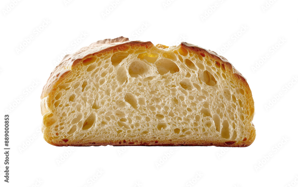 Close-up of a perfectly baked bread slice, revealing its soft and airy interior Close-up of a perfectly baked bread slice, revealing its soft and airy interior