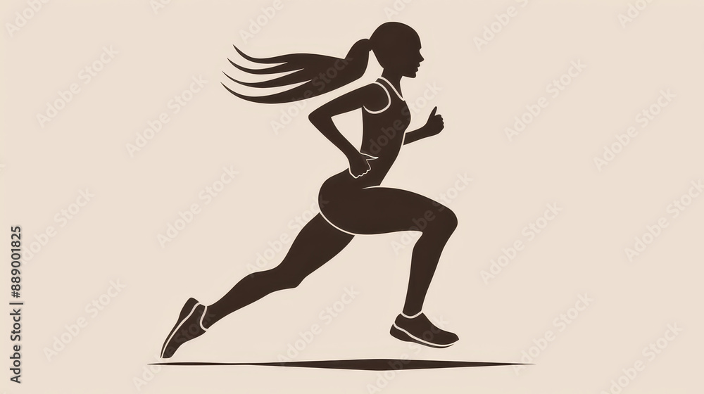 Fastpaced vector design of a female runner on white backdrop. Fastpaced vector design of a female runner on white backdrop.