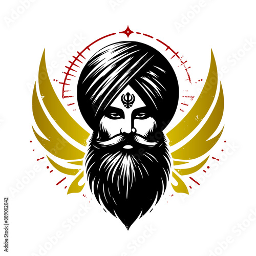 logo of sikhism and the guru - grunge texture (artwork 3)