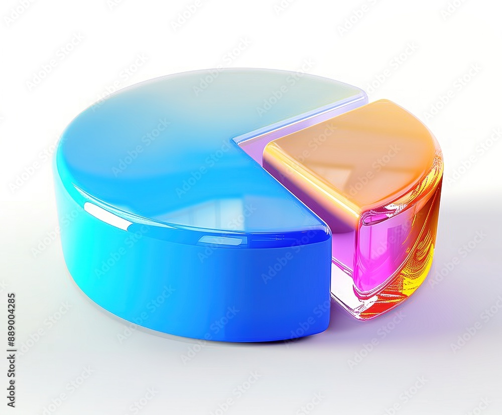 Fototapeta premium Colorful 3D Pie Chart Data Presentation Business Statistics, Abstract Data Visualization, Infographic, or Business Growth Concept