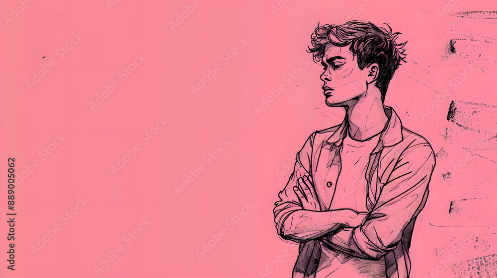 Teenage Guy: Attractive Body Sketch Illustration Teenage Guy: Attractive Body Sketch Illustration