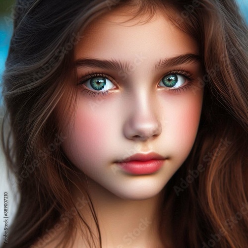 Wallpaper Mural An enchanting girl with captivating green eyes and lengthy hair. Torontodigital.ca