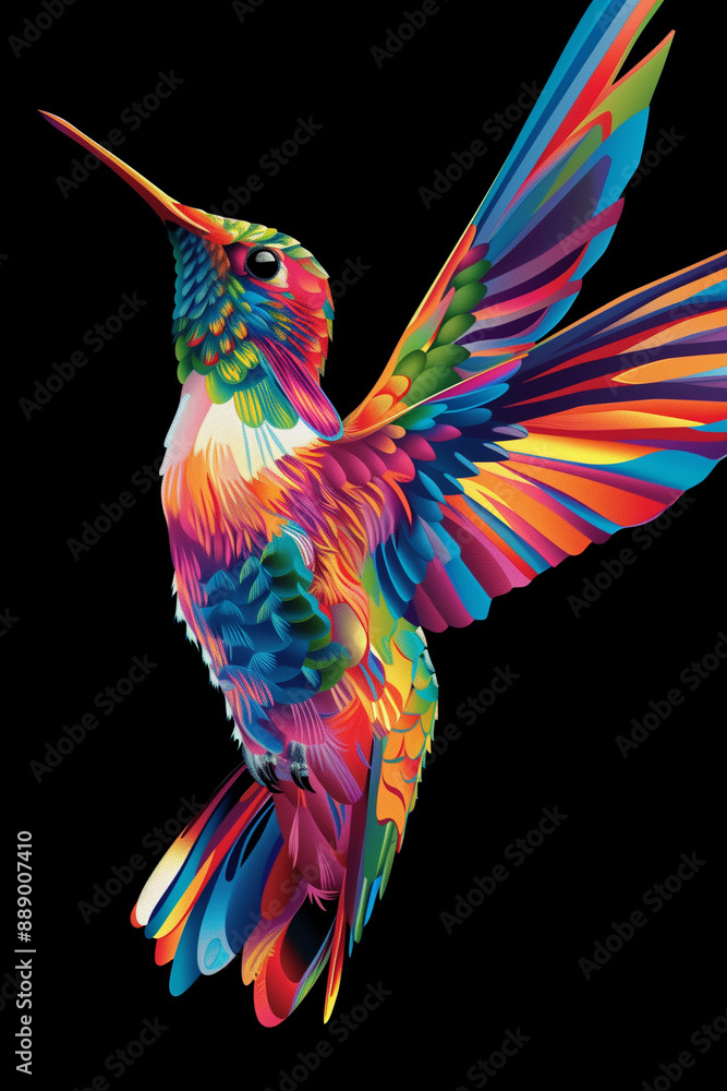 Fototapeta premium Drawing of a colorful hummingbird