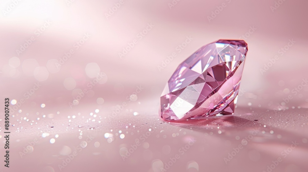 Pink diamond on a pink background with sparkles Pink diamond on a pink background with sparkles