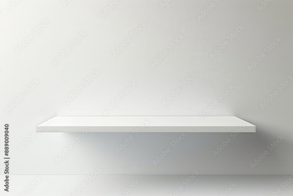 Minimalist White Floating Shelf on Clean Empty Wall Minimalist White Floating Shelf on Clean Empty Wall