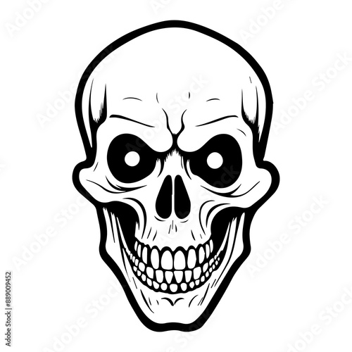 skull logo featuring a human skeleton head with a horrifying grin ai generated