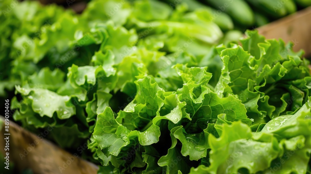 Green Market: Fresh Ripe Raw Green Salad in Food Box Green Market: Fresh Ripe Raw Green Salad in Food Box