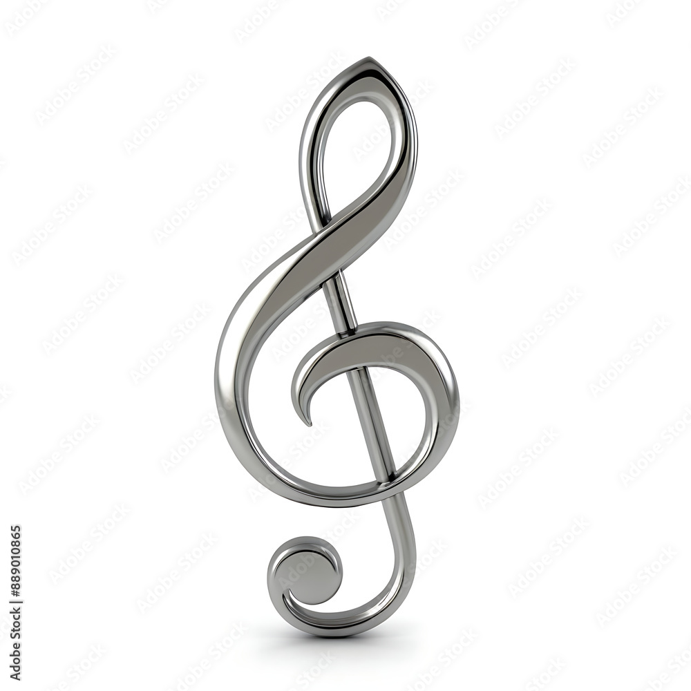 silver treble clef on white background. treble clef 3d silver treble clef on white background. treble clef 3d