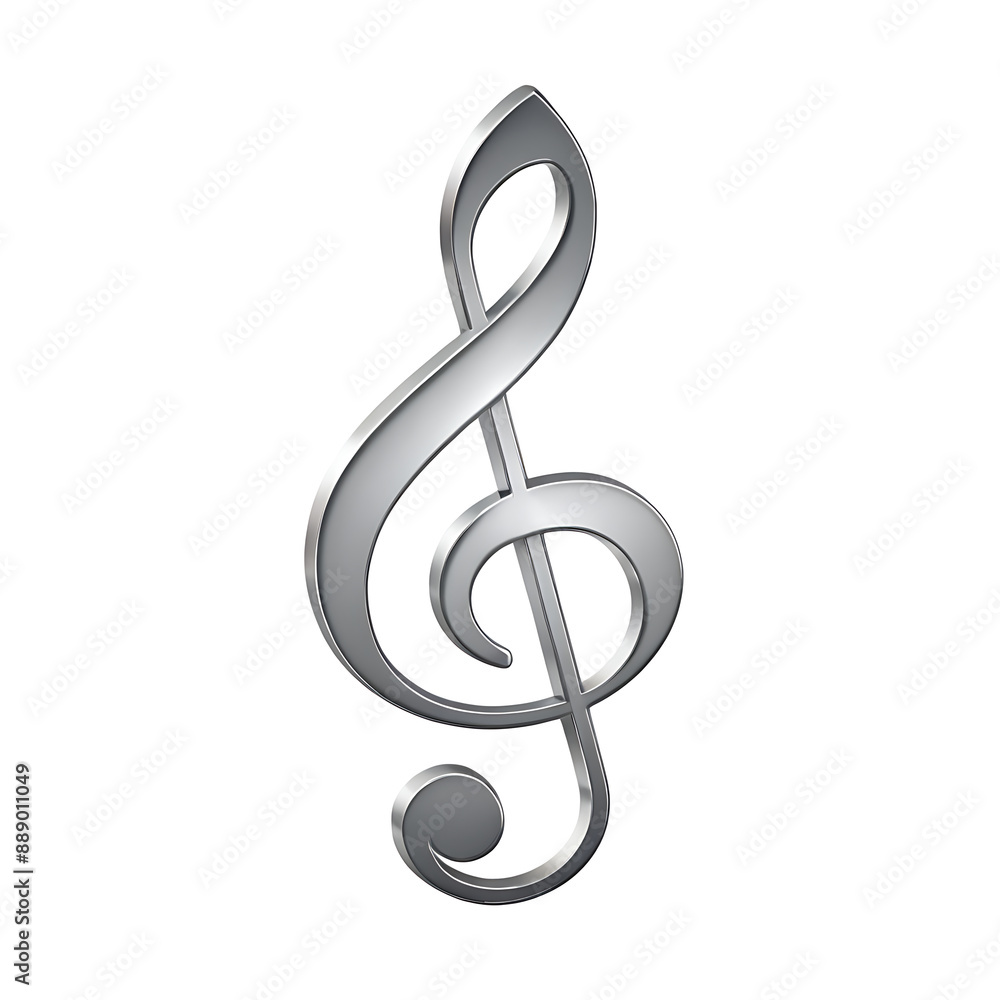 silver treble clef on white background. treble clef 3d silver treble clef on white background. treble clef 3d