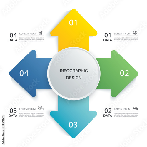 4 arrow infographic pointing out from center.