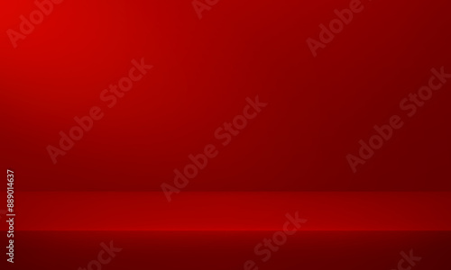 Red wall Background. Minimal 3d shelf. Room in the 3d. Space for selling products on the website. Dark red Background Empty Room Studio with table. Vector illustration.
