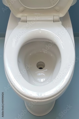 Closeup of a clean white toilet, emphasizing hygiene and modern bathroom design, suitable for home interiors and sanitation