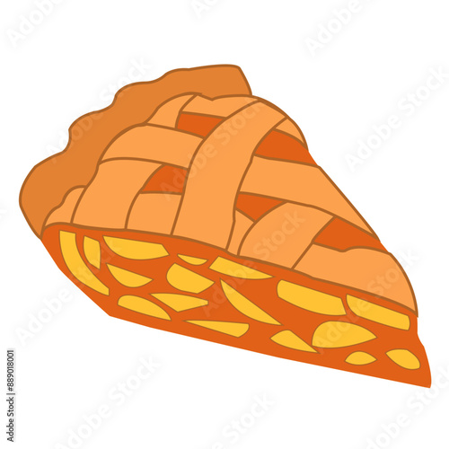 Apple pie slice isolated on a white background.