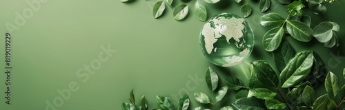 A Miniature Globe Surrounded by Lush Green Leaves in a Natural Setting