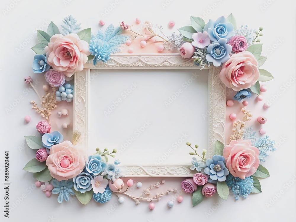 Delicate pink and blue frame adorned with intricate florals, subtle textures, and minimalistic design elements, perfectly capturing the essence of elegance for newborn celebrations. Delicate pink and blue frame adorned with intricate florals, subtle textures, and minimalistic design elements, perfectly capturing the essence of elegance for newborn celebrations.