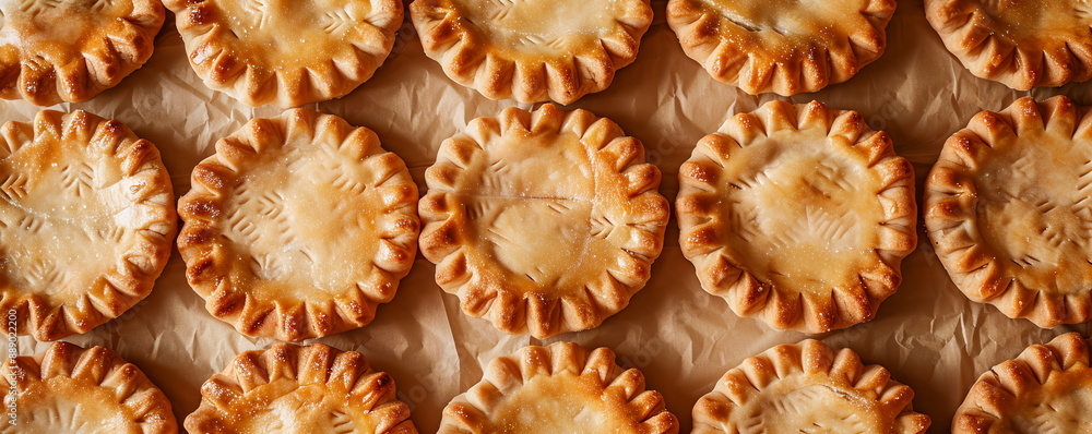 Frozen pie crusts ready to be filled and baked for sweet or savory pies. Frozen pie crusts ready to be filled and baked for sweet or savory pies.