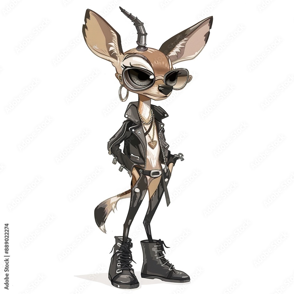 Gazelle Edgy fashion cartoon isolated whitebackground Gazelle Edgy fashion cartoon isolated whitebackground