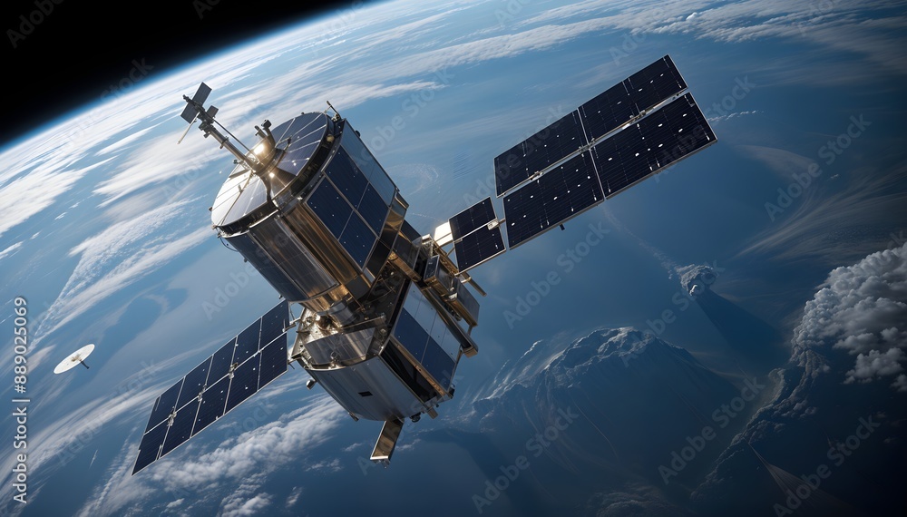 Satellite view of the world map. Business, internet, and global connectivity