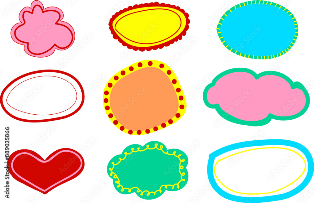 set of cute colorful doodle labels set of cute colorful doodle labels