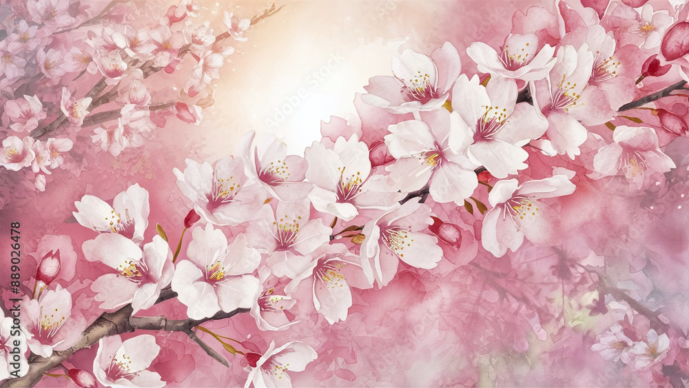 Elegant cherry blossoms with soft light background, ideal for product presentations, conveying a sense of beauty and serenity. Elegant cherry blossoms with soft light background, ideal for product presentations, conveying a sense of beauty and serenity.