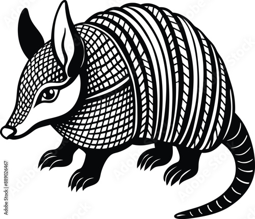 Armadillo silhouette vector art illustration White Background Free Download