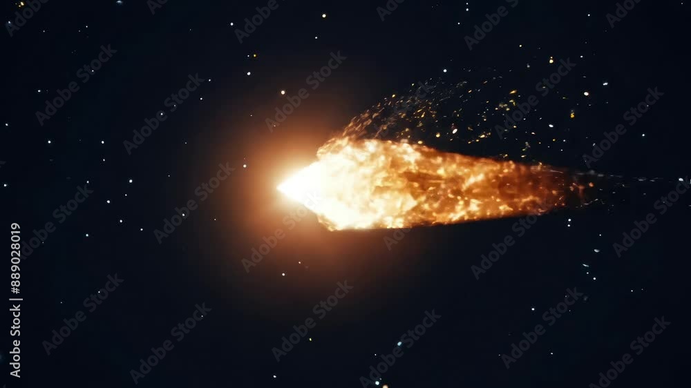 Burning Meteorite Flying Through Space Burning Meteorite Flying Through Space