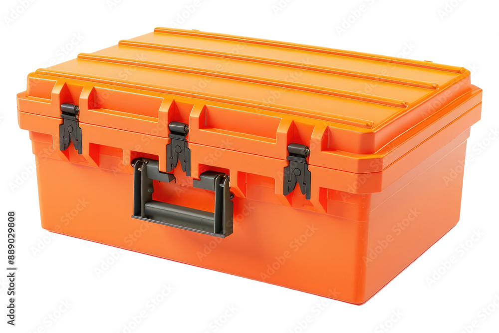 Orange plastic tool box isolated on transparent background Orange plastic tool box isolated on transparent background