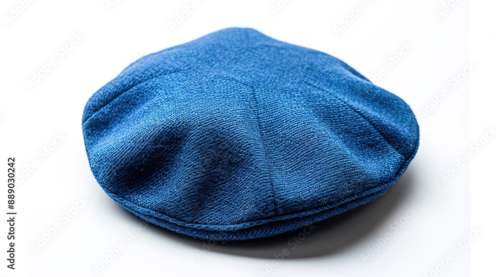 Blue French Cap Beret on White Background Blue French Cap Beret on White Background