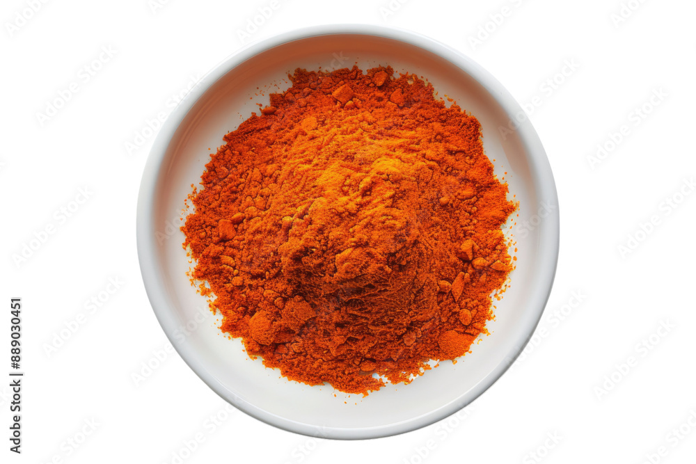 Paprika powder in white bowl isolated on transparent background Paprika powder in white bowl isolated on transparent background