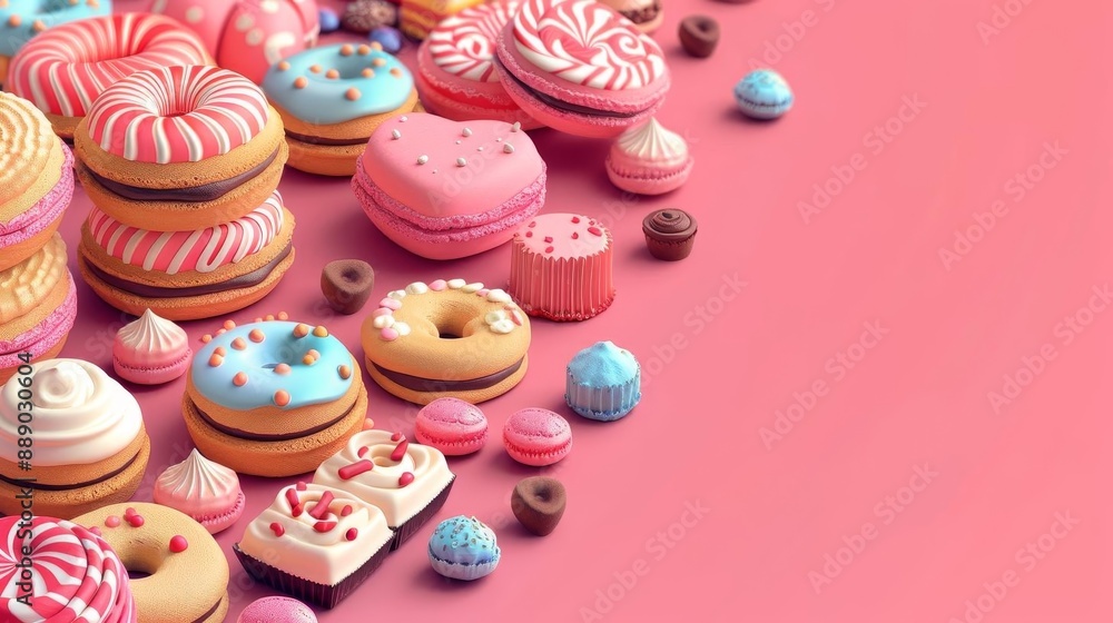 Confectionery sale, colorful promotional banner, flat design illustration Confectionery sale, colorful promotional banner, flat design illustration