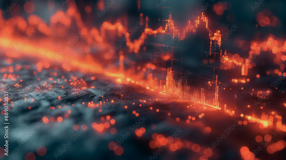Obraz premium Stock exchange financial chart illustrating market trends, business crisis, and growth opportunities with gains and losses.