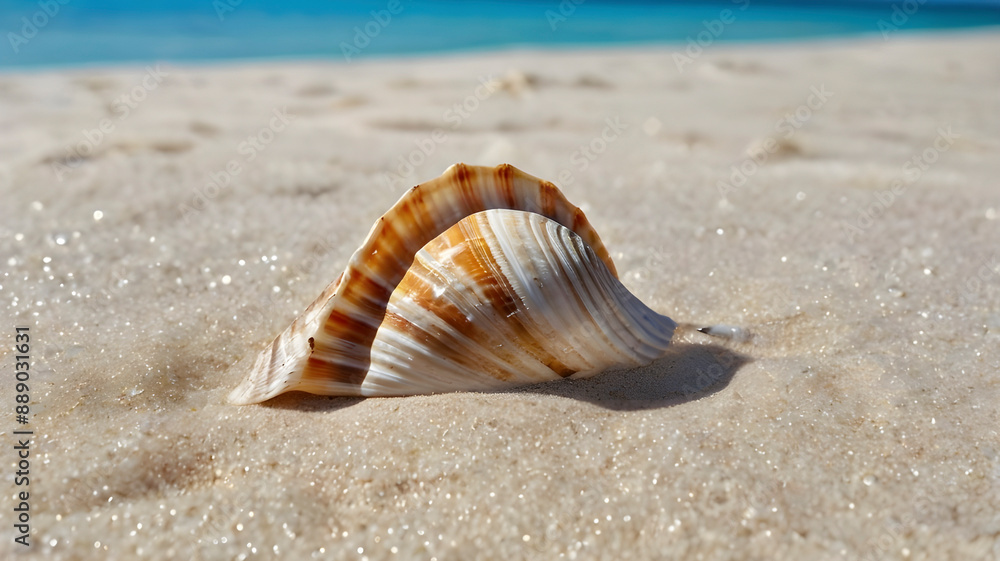 Beach Shells in White Sand, a Perfect Tropical Summer Vacation Beach Shells in White Sand, a Perfect Tropical Summer Vacation