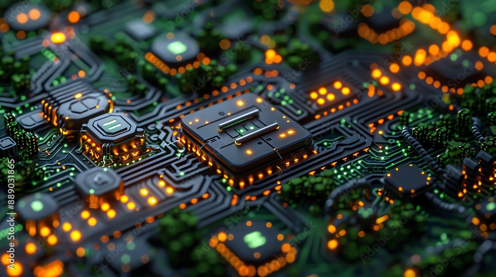 Obraz premium Abstract Technology Background with Glowing Circuitry.